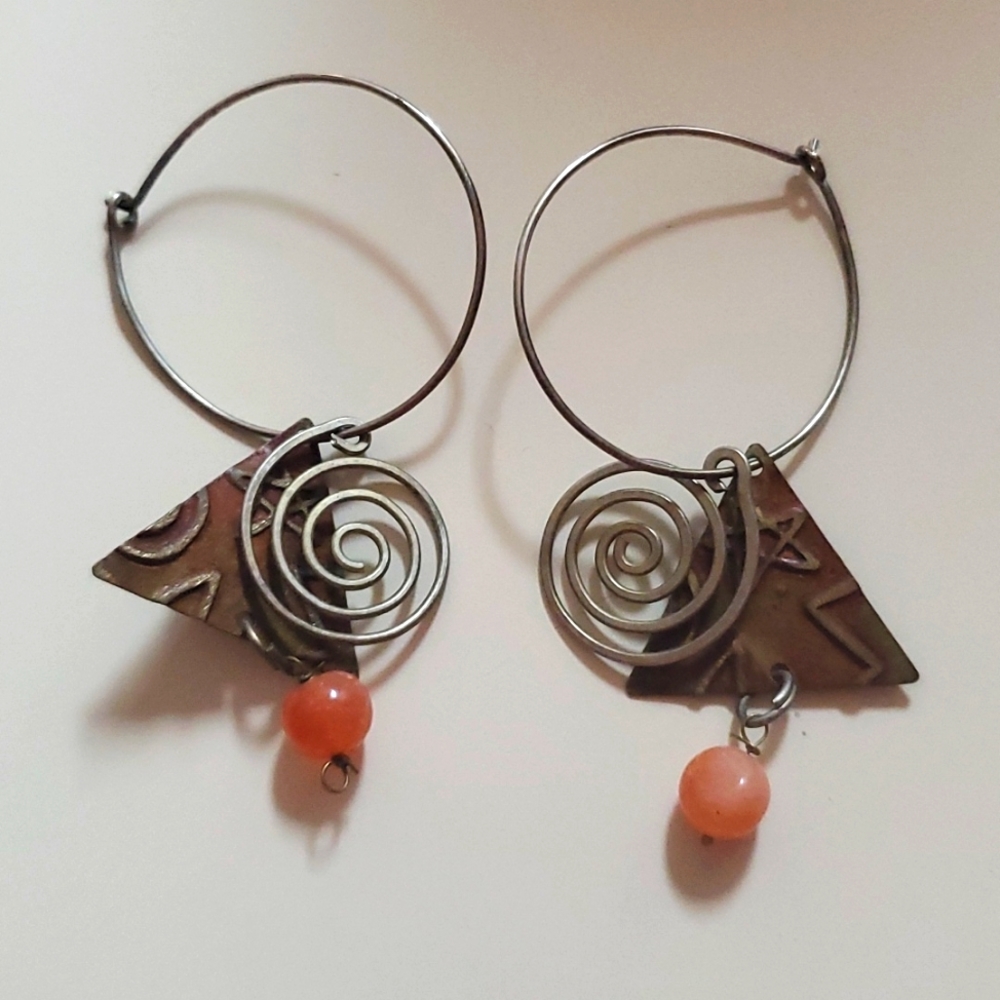 Burnished gold tone geometric earrings